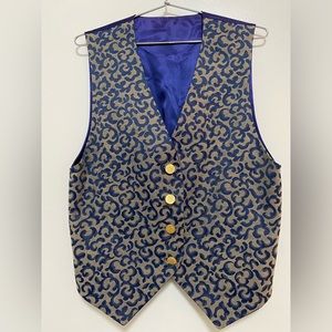Women’s Vintage vest blue gold bottoms size L
